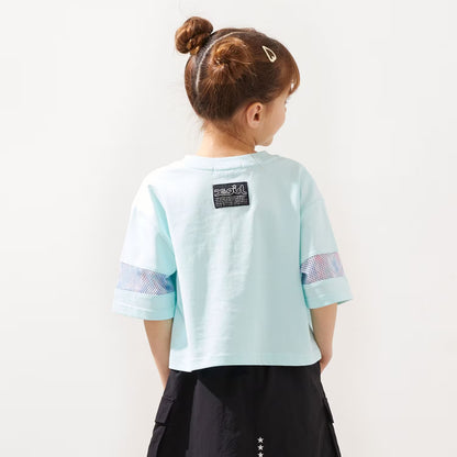 日本童裝 X-girl Stages 防UV 花紋網眼印花上衣 90-140cm 女童款 夏季 TOPS