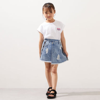 日本童裝 X-girl Stages 防UV 心形LOGO刺繡上衣 90-140cm 女童款 夏季 TOPS