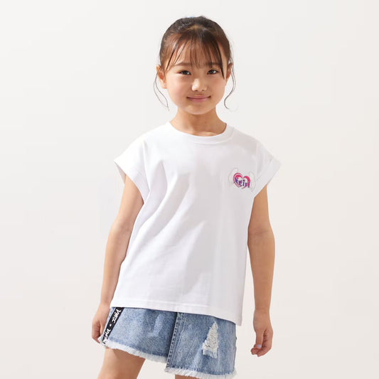 日本童裝 X-girl Stages 防UV 心形LOGO刺繡上衣 90-140cm 女童款 夏季 TOPS