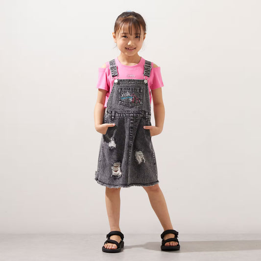 日本童裝 X-girl Stages 刺繡背帶連身裙 90-140cm 女童款 夏季 DRESSES