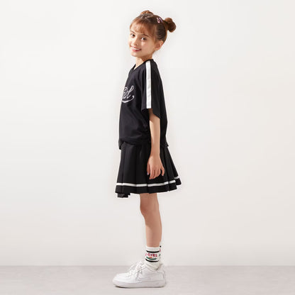 日本童裝 X-girl Stages logo上衣百摺裙套裝 90-140cm 女童款 夏季 TOPS SKIRTS