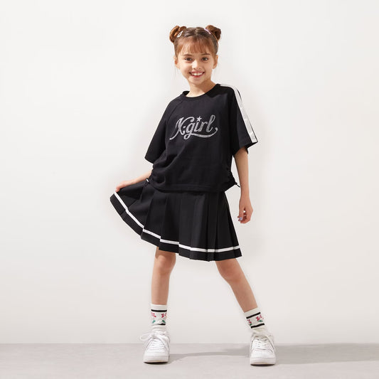日本童裝 X-girl Stages logo上衣百摺裙套裝 90-140cm 女童款 夏季 TOPS SKIRTS