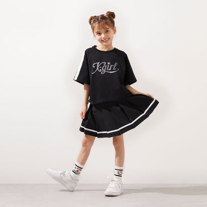 日本童裝 X-girl Stages logo上衣百摺裙套裝 90-140cm 女童款 夏季 TOPS SKIRTS