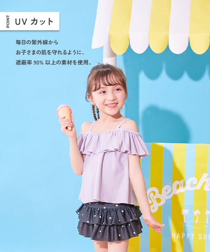 日本童裝 dev!rock 防UV 泳衣兩件套裝 100-160cm 女童款 夏季 TOPS PANTS 夏日玩水泳衣特輯