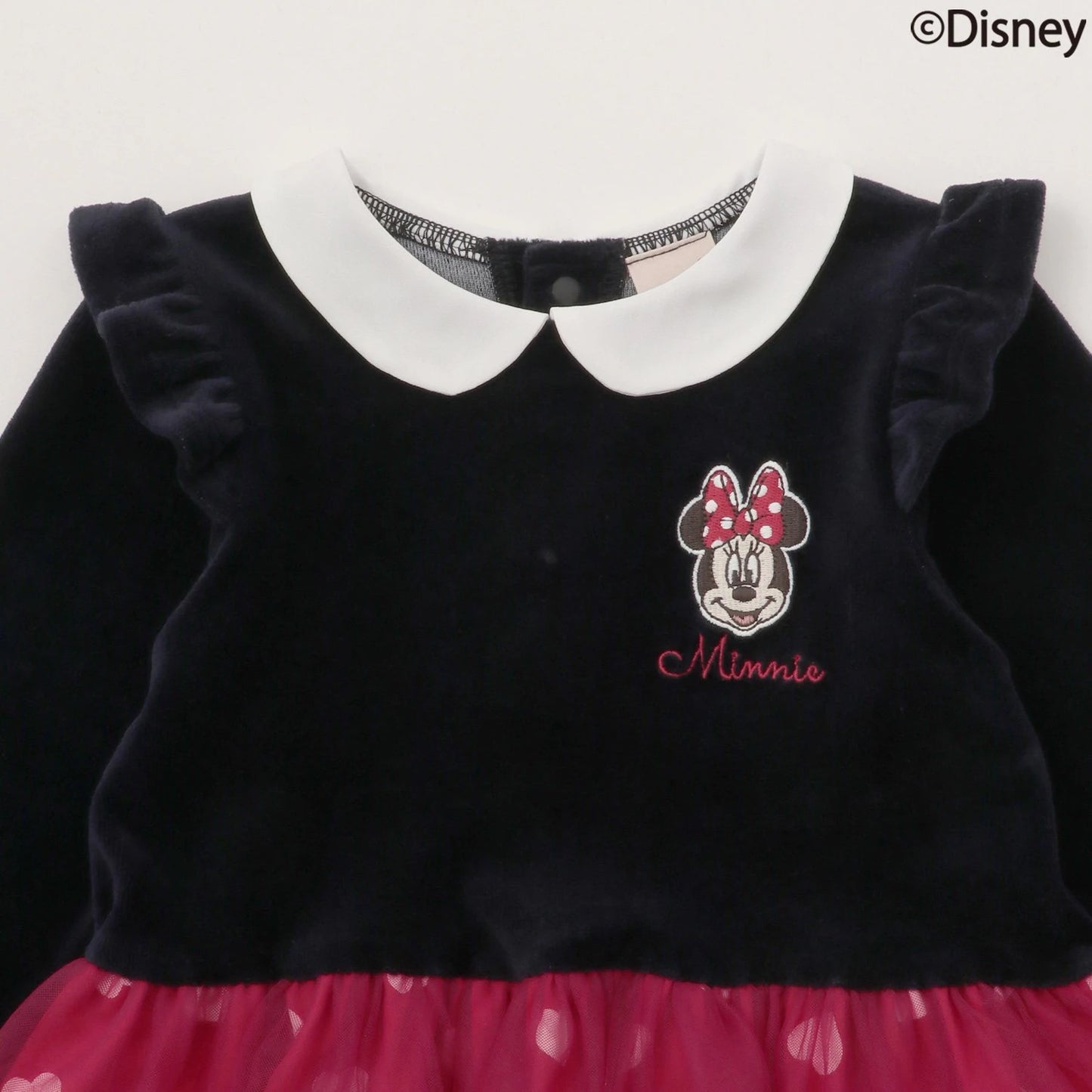 日本童裝 pe#main x Disney 絨毛薄紗拼接上衣 80-130cm 女童款 秋季 TOPS