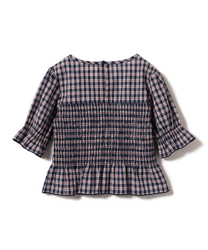 Japanese children's clothing B:MING by BEAMS plaid top 100-140cm girls summer TOPS 