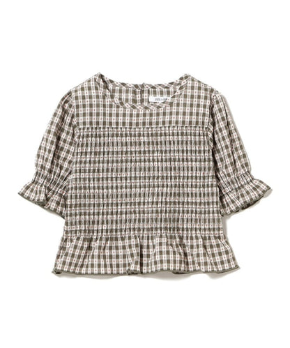 Japanese children's clothing B:MING by BEAMS plaid top 100-140cm girls summer TOPS 
