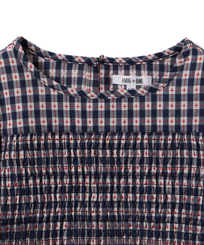 Japanese children's clothing B:MING by BEAMS plaid top 100-140cm girls summer TOPS 