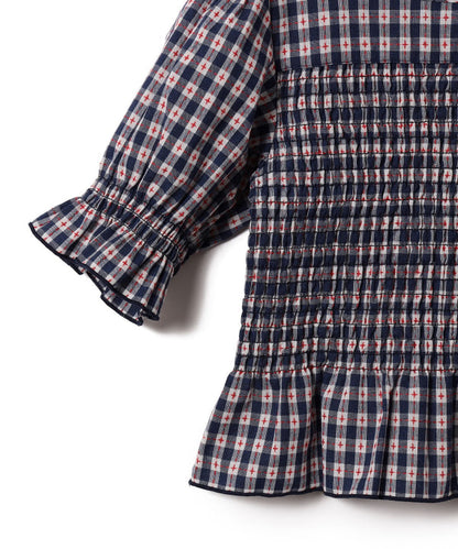 Japanese children's clothing B:MING by BEAMS plaid top 100-140cm girls summer TOPS 