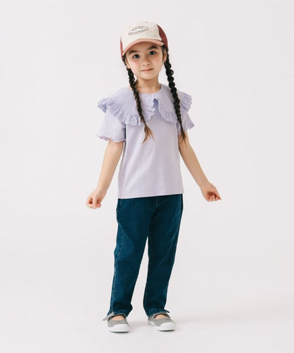 Japanese children's clothing B:MING by BEAMS lotus leaf collar top 100-140cm girls summer TOPS 