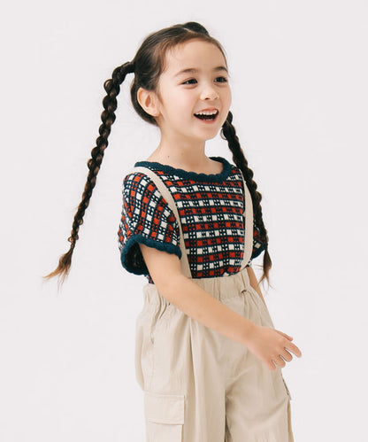 Japanese children's clothing B:MING by BEAMS knitted top 90-140cm girls summer TOPS 