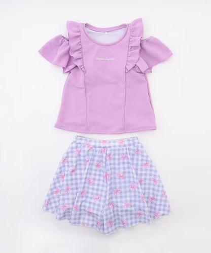 日本童裝 aF#a325 防UV 泳衣兩件套裝 100-140cm 女童款 夏季 夏日玩水泳衣特輯