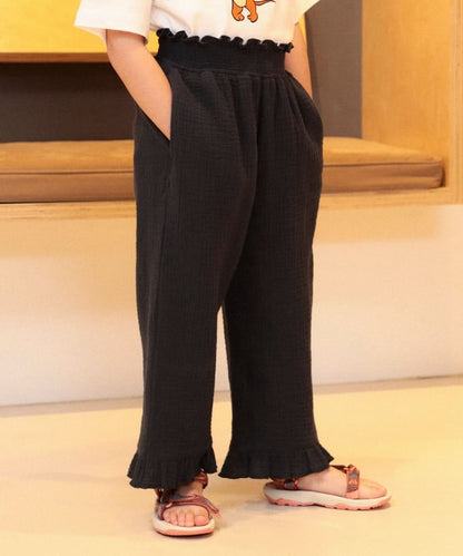 Japanese children's clothing B:MING by BEAMS wrinkled high waist trousers 100-140cm girls summer PANTS 