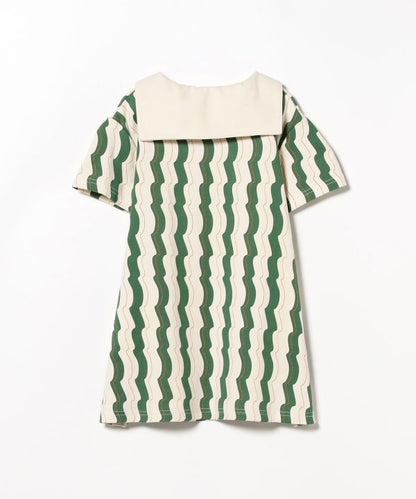 Japanese children's clothing B:MING by BEAMS wave pattern sailor collar dress 100-140cm girls summer dresses 