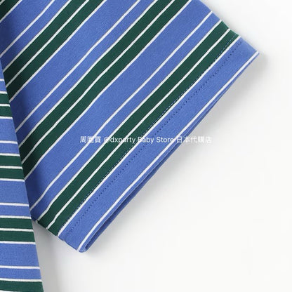 XLARGE KIDS Japanese children's clothing striped logo top 80-140cm boys' summer TOPS 