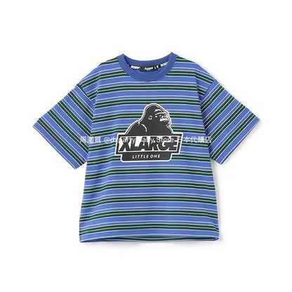 XLARGE KIDS Japanese children's clothing striped logo top 80-140cm boys' summer TOPS 