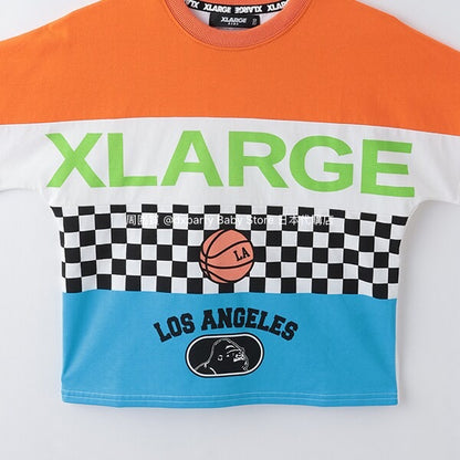 XLARGE KIDS (Japanese children's clothing) cool-to-touch quick-drying colorblock short-sleeved tops (80-140cm) for boys (summer TOPS) 