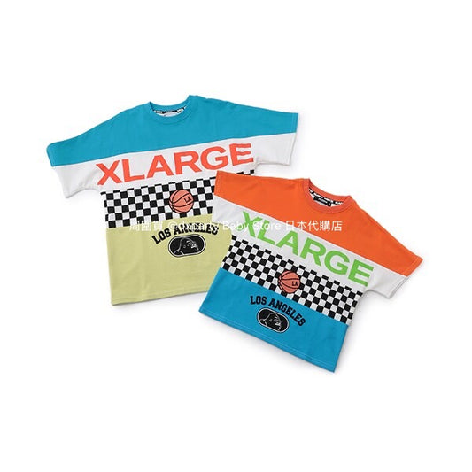 XLARGE KIDS (Japanese children's clothing) cool-to-touch quick-drying colorblock short-sleeved tops (80-140cm) for boys (summer TOPS) 