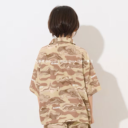 日本童裝 XLARGE KIDS 大理石紋迷彩襯衫 80-140cm 男童款 夏季 TOPS