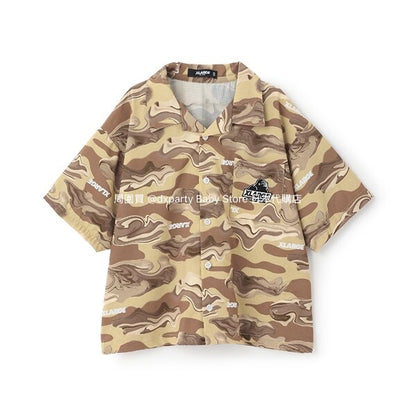 日本童裝 XLARGE KIDS 大理石紋迷彩襯衫 80-140cm 男童款 夏季 TOPS
