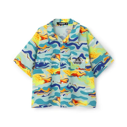 日本童裝 XLARGE KIDS 大理石紋迷彩襯衫 80-140cm 男童款 夏季 TOPS