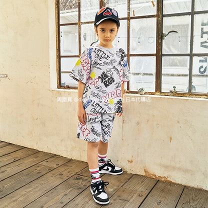 Japanese XLARGE KIDS Graffiti Print Shorts 80-140cm Boys Summer PANTS 