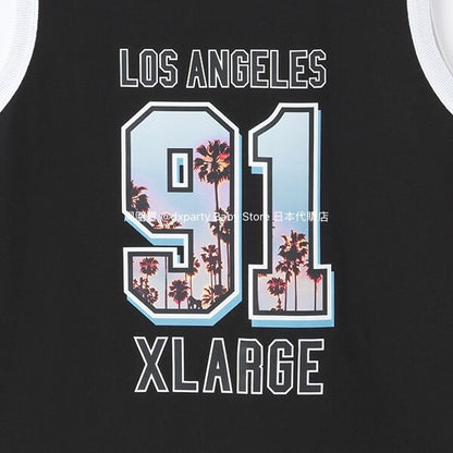 XLARGE KIDS Japanese Children's Clothing Palm Tree Numbered Vest 90-140cm Boys Summer TOPS 