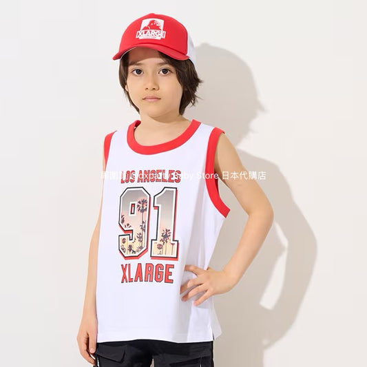 XLARGE KIDS Japanese Children's Clothing Palm Tree Numbered Vest 90-140cm Boys Summer TOPS 