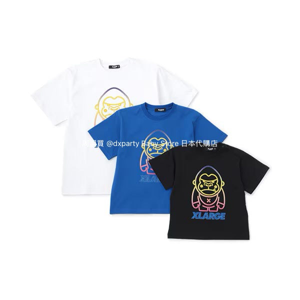 XLARGE KIDS Japanese children's clothing neon logo top 80-140cm boys' summer TOPS 