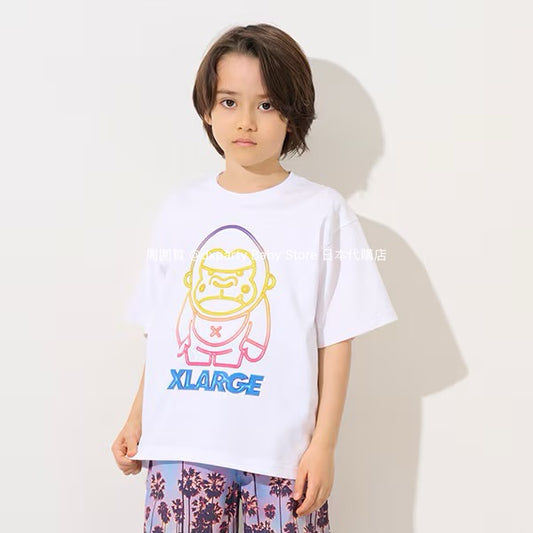 XLARGE KIDS Japanese children's clothing neon logo top 80-140cm boys' summer TOPS 