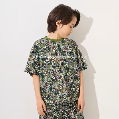Japanese XLARGE KIDS Camouflage Short-Sleeved Top 80-140cm Boys Summer TOPS 