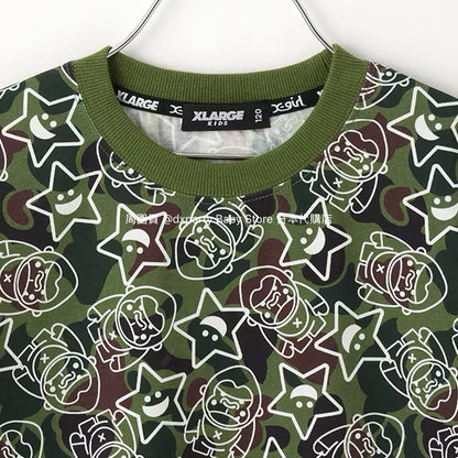 Japanese XLARGE KIDS Camouflage Short-Sleeved Top 80-140cm Boys Summer TOPS 