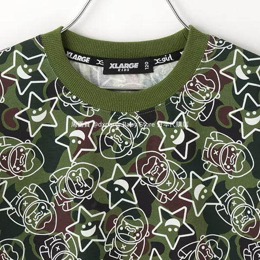 Japanese XLARGE KIDS Camouflage Short-Sleeved Top 80-140cm Boys Summer TOPS 