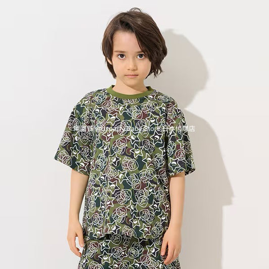 Japanese XLARGE KIDS Camouflage Short-Sleeved Top 80-140cm Boys Summer TOPS 