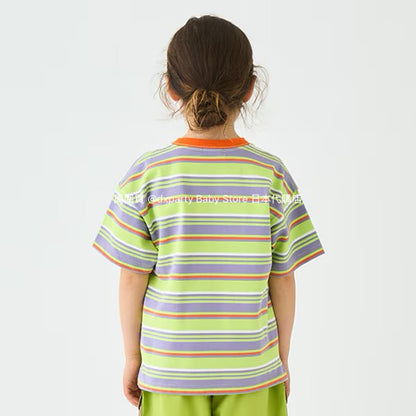 Japanese children's clothing mini#ML striped top 90-140cm boys/girls summer TOPS 