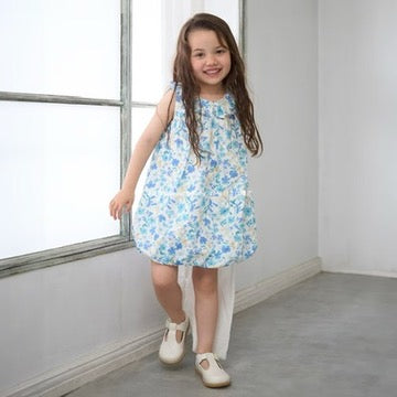 Japanese children's clothing pe#main floral bubble dress 80-130cm girls summer dresses 