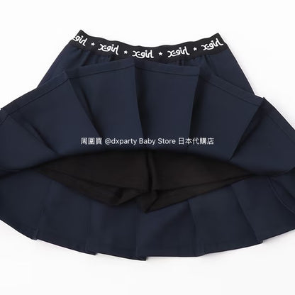 Japanese children's clothing X-girl Stages short top pleated skirt two-piece set 80-140cm girls summer TOPS SKIRTS 