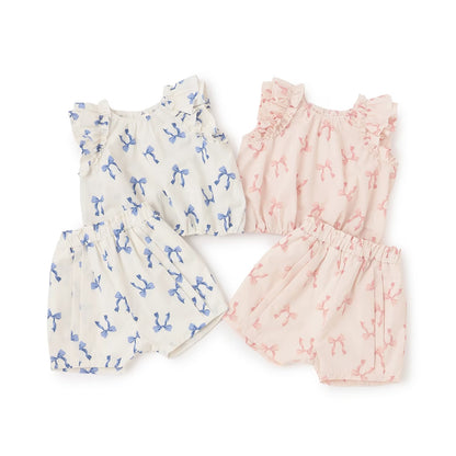 日本童裝 pe#main 蝴蝶結圖案兩件套裝 80-130cm 女童款 夏季 TOPS PANTS