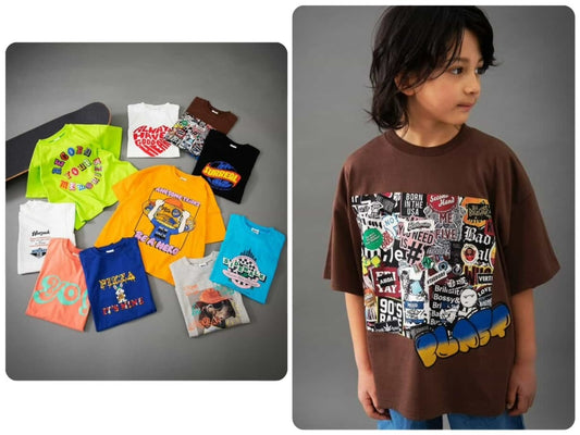 Japanese children's clothing BREEZE printed short-sleeved top 90-160cm boys' summer TOPS 