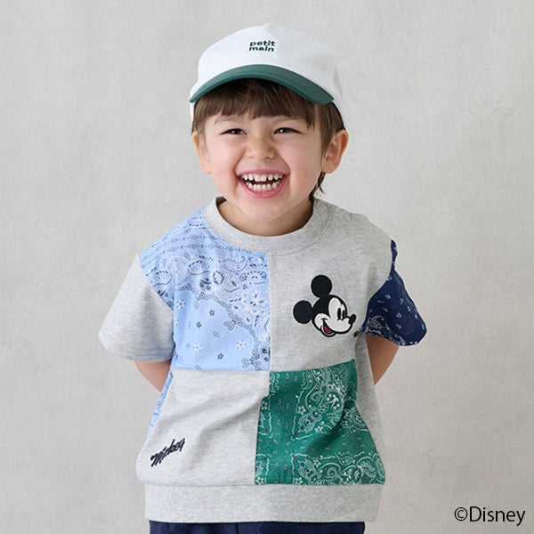 日本童裝 pe#main x Disney 拼布短袖上衣 80-130cm 男童款/女童款 夏季 TOPS