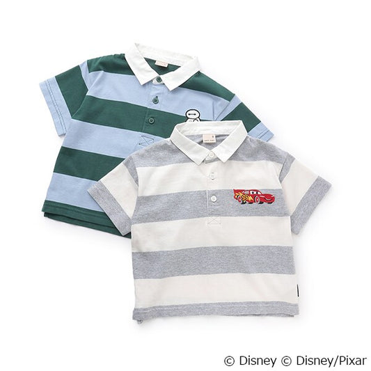 Japanese children's clothing pe#main x Disney striped polo top 80-130cm boys' summer TOPS 