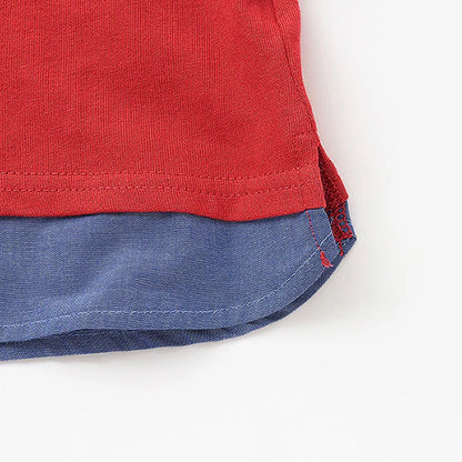 Japanese children's clothing pe#main cute printed tops 80-130cm boys summer TOPS 