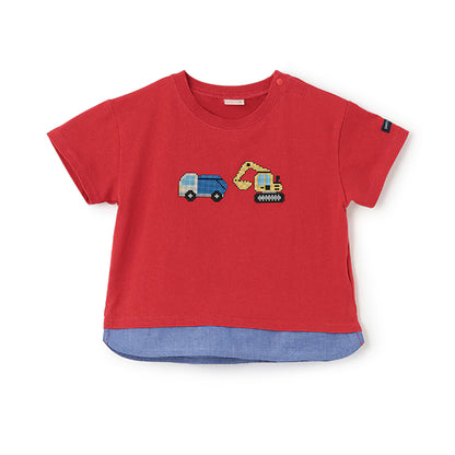 Japanese children's clothing pe#main cute printed tops 80-130cm boys summer TOPS 