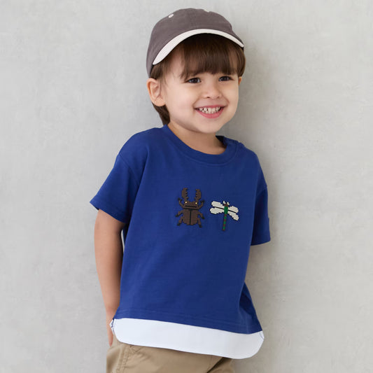 Japanese children's clothing pe#main cute printed tops 80-130cm boys summer TOPS 