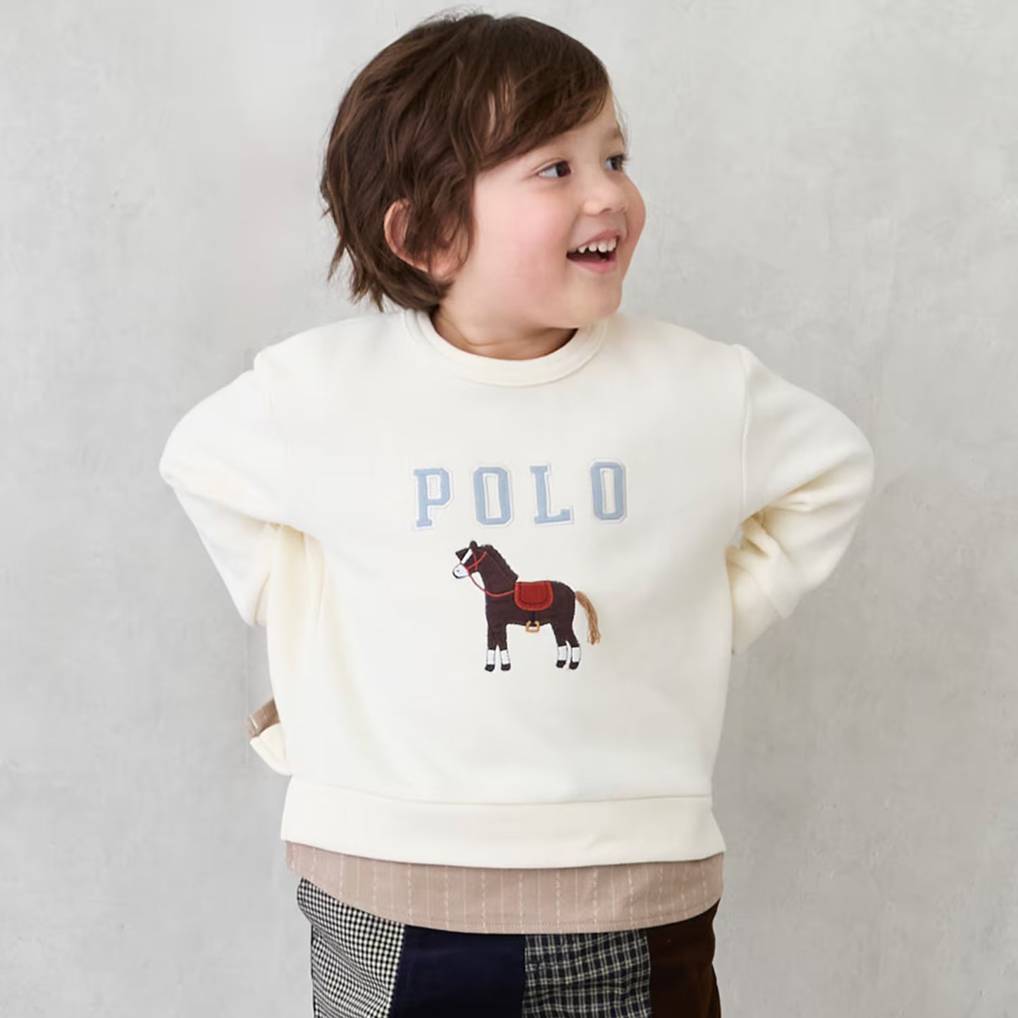 日本童裝 pe#main x POLO 拼接上衣 80-130cm 男童款 秋季 TOPS