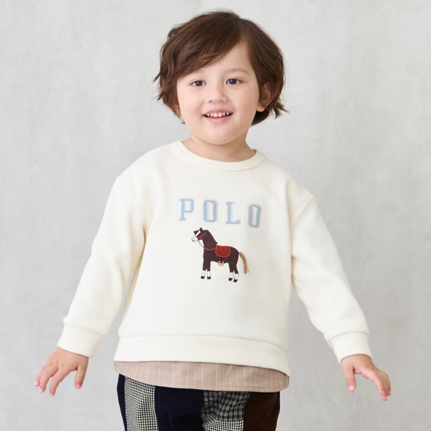 日本童裝 pe#main x POLO 拼接上衣 80-130cm 男童款 秋季 TOPS