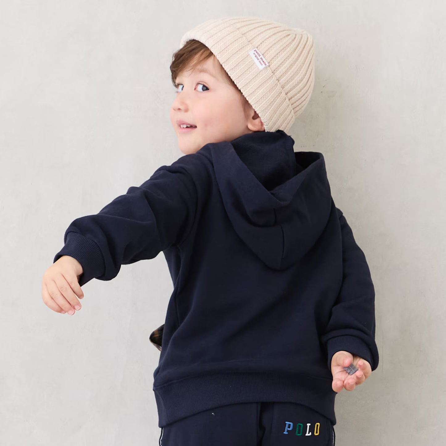 日本童裝 pe#main x POLO 格仔口袋衛衣 80-130cm 男童款 秋季 TOPS