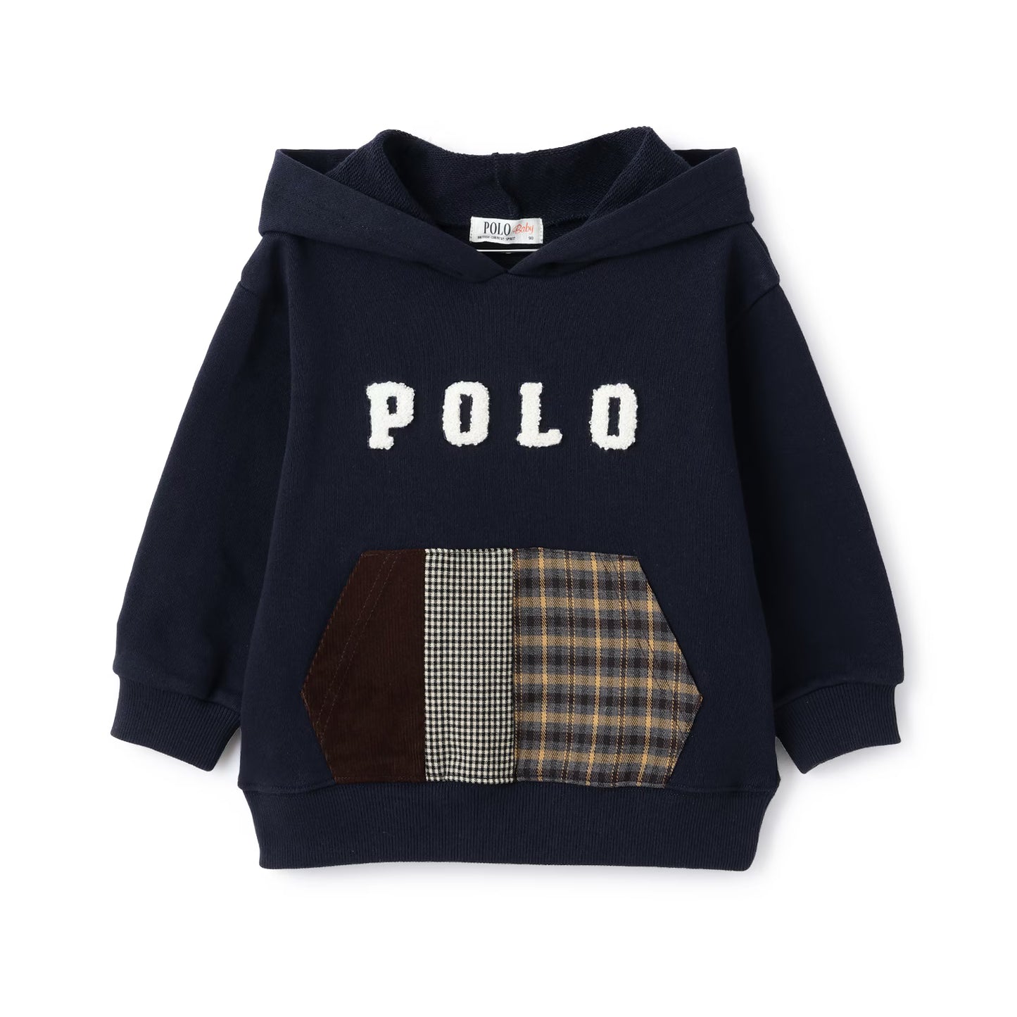 日本童裝 pe#main x POLO 格仔口袋衛衣 80-130cm 男童款 秋季 TOPS