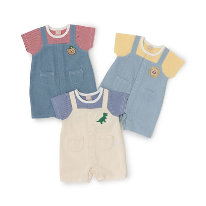 日本童裝 pe#main 假兩件熊仔連衣 70-80cm 男童款 初生嬰兒 夏季 Jumpsuit