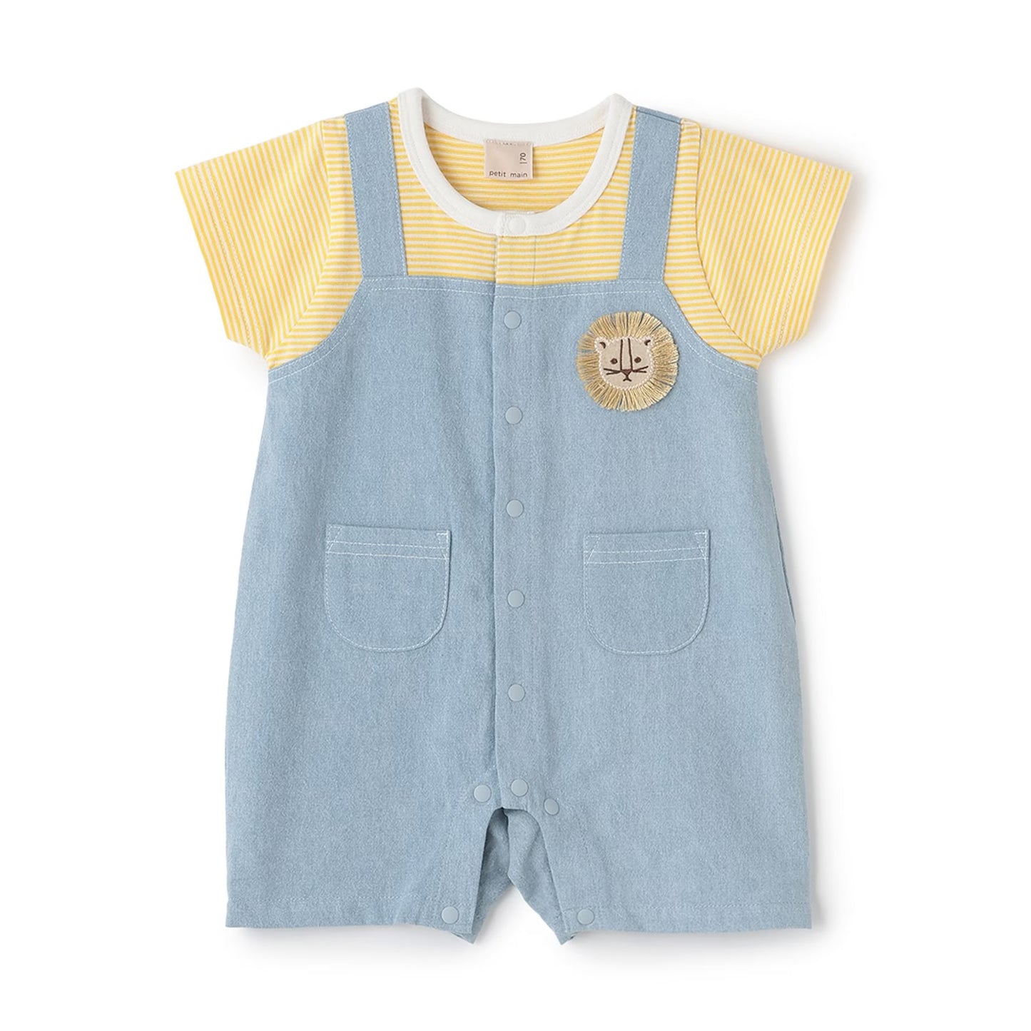 日本童裝 pe#main 假兩件熊仔連衣 70-80cm 男童款 初生嬰兒 夏季 Jumpsuit